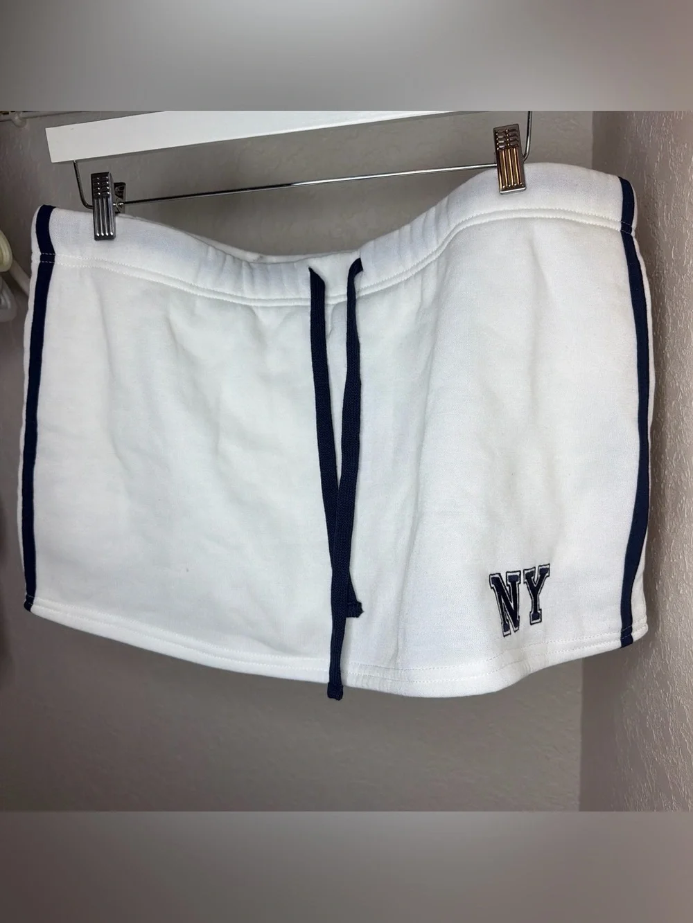 Charlotte Russe White Athletic Skirt with Navy Trim